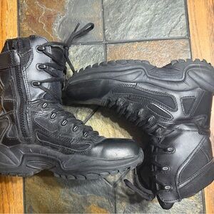 Reebok Black Combat Boots lace up with side zip, men’s 7.5, women’s 9.5